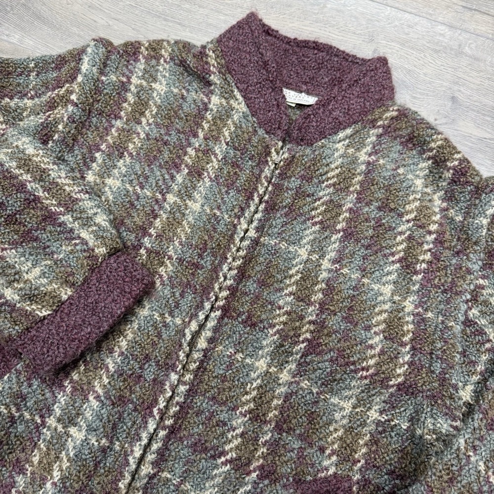 Boyne Valley Weavers Ireland Multicolor Full Zip Jacket Sz L Wool Acrylic Multic